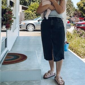 Black Jean Midi Skirt